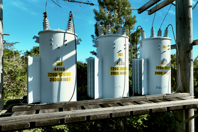 Power Transformers on pedestal 10 feet high