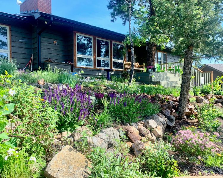 Front View of Rocky Mountain Foothills Residence above Boulder, Colorado